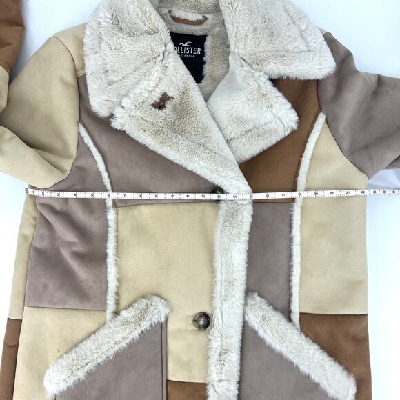 Hollister Womens Patchwork Faux Suede Coat Y2K Penny Lane Style  Size XL - Picture 5 of 8